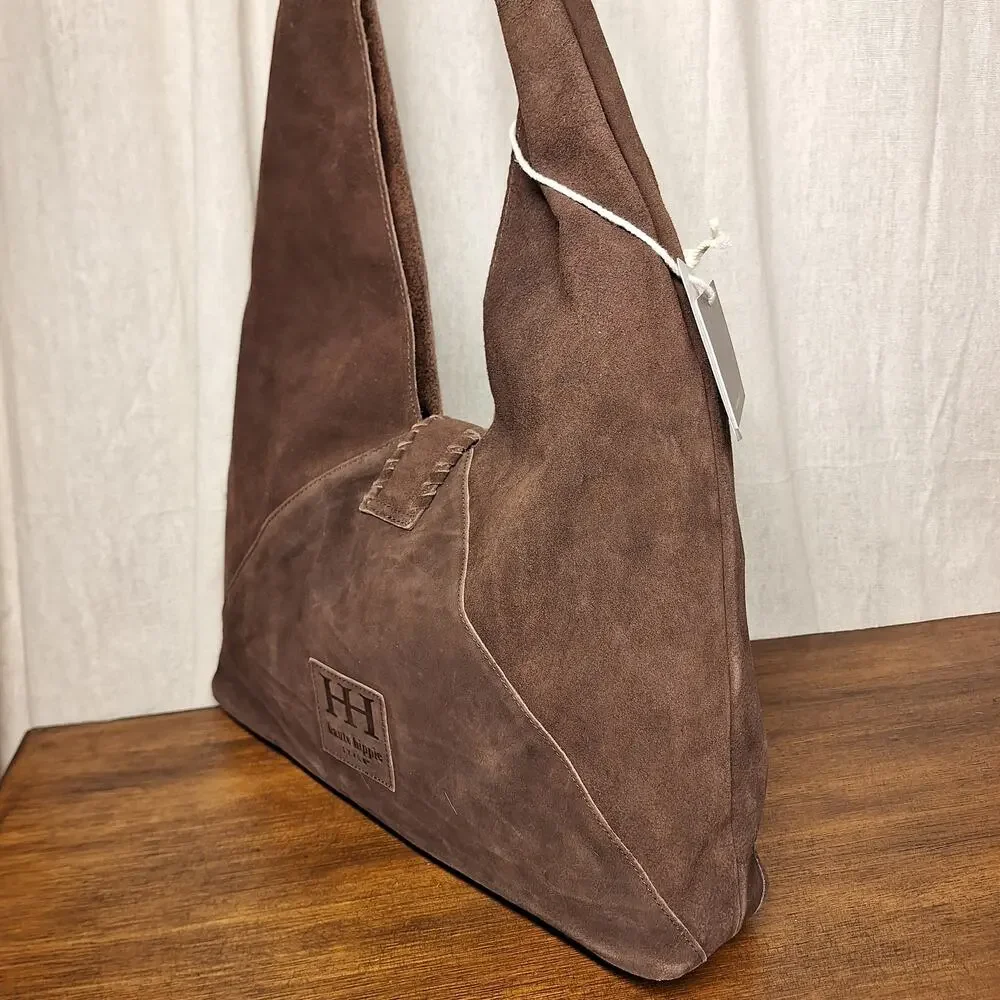 Haute Hippie NEW Triangle suede hobo shoulder bag brown100% leather NWT bohemian